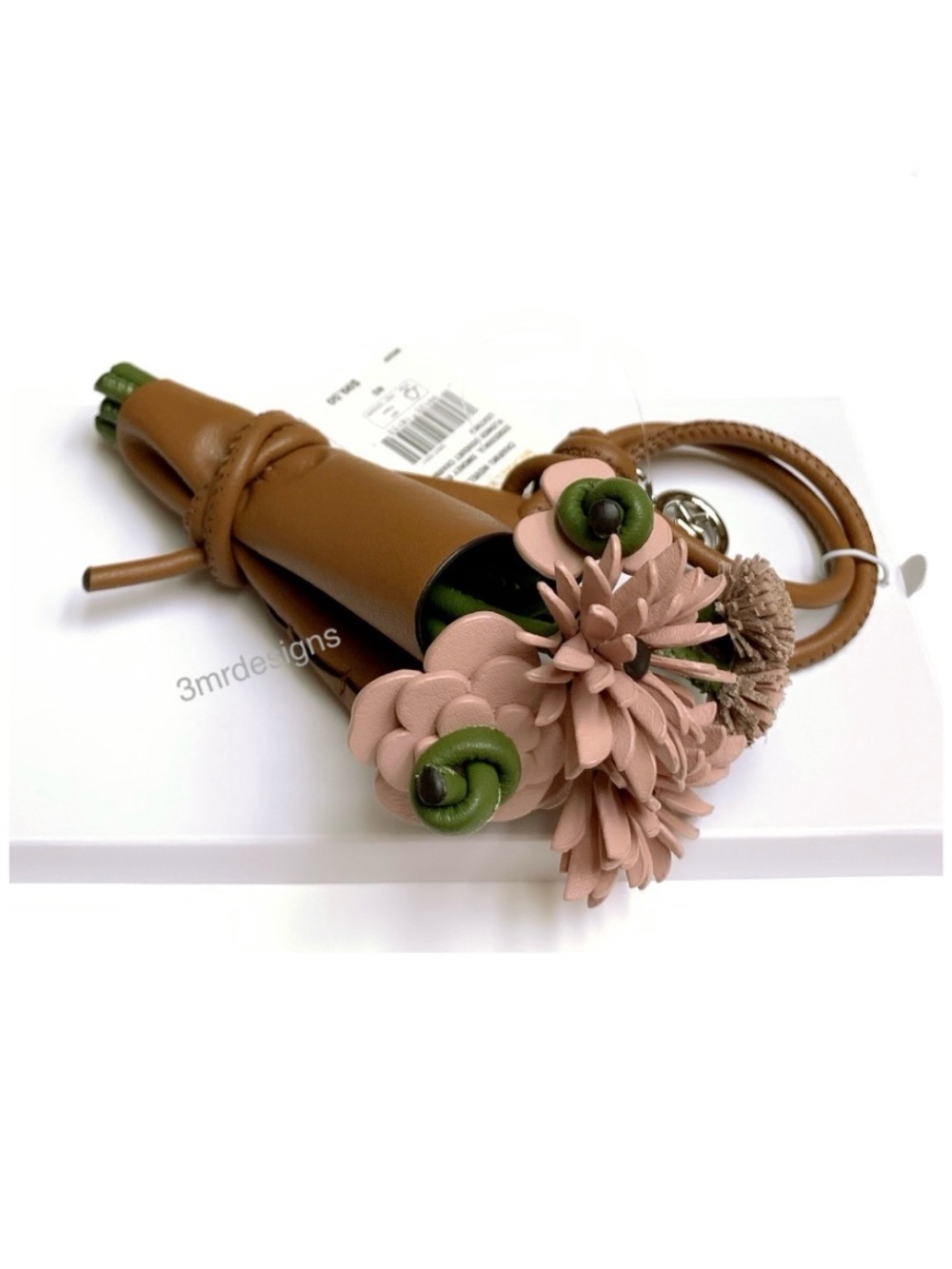 NWT MICHAEL KORS Smooth Leather Floral Bouquet Leather Loop Bag Charm/Key Chain - Picture 11 of 11